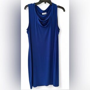 Calvin Klein Women’s Blue Sleeveless Cowl Neck Sheath Dress Size M Traje Calvin